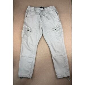 Cotton On Military Cargo Pants Mens L Gray Drawstring‎ Jogger Utility Pockets
